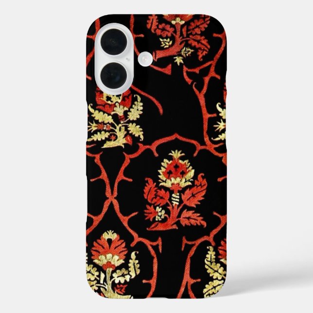Funda iPhone 16 Patrón floral vintage (Reverso )