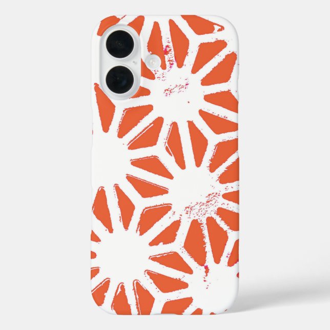 Funda iPhone 16 Patrón geométrico blanco y naranja (Reverso )