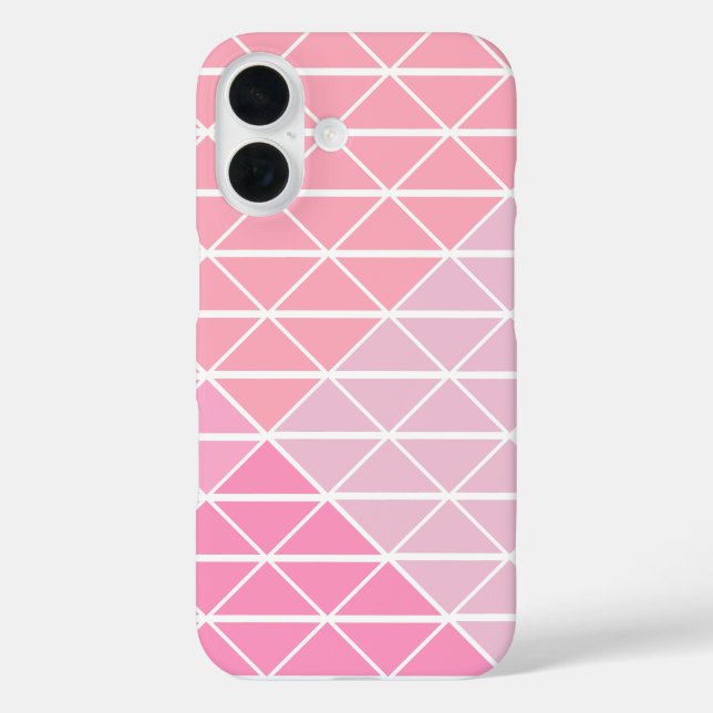 Funda iPhone 16 Patrón geométrico corto de triángulos en rosa (Reverso )