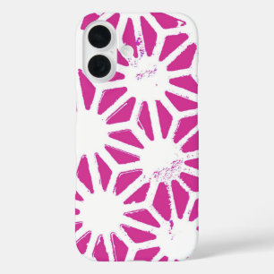 Funda iPhone 16 Patrón geométrico de fucsia
