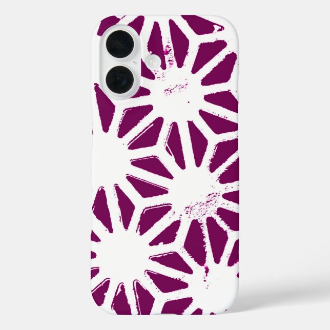 Funda iPhone 16 Patrón geométrico de mora y blanco (Reverso )