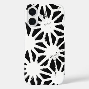 Funda iPhone 16 Patrón geométrico en blanco y negro