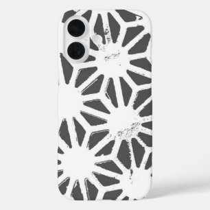 Funda iPhone 16 Patrón geométrico gris de carbón vegetal
