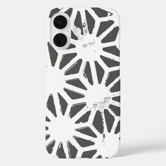 Funda iPhone 16 Patrón geométrico gris de carbón vegetal (Reverso )