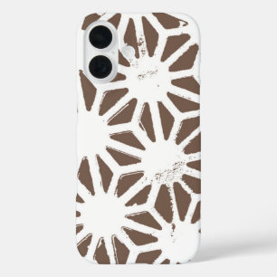 Funda iPhone 16 Patrón geométrico marrón y blanco