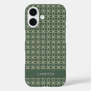 Funda iPhone 16 Patrón geométrico moderno Bosque verde personaliza