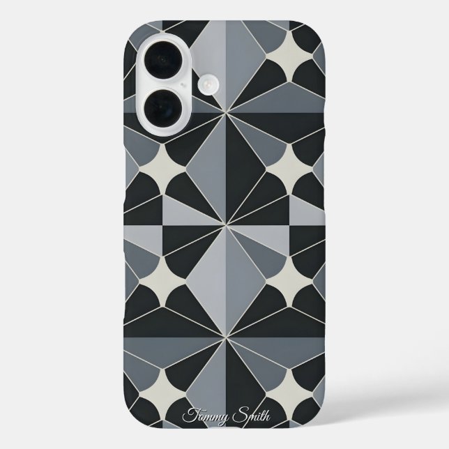 Funda iPhone 16 Patrón geométrico moderno - Diseño elegante (Reverso )