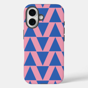 Funda iPhone 16 Patrón geométrico moderno lindo Cobalto azul rosad