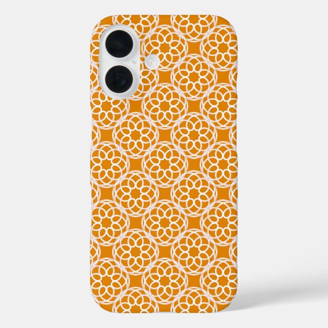 Funda iPhone 16 Patrón geométrico naranja blanco sin fisuras (Reverso )