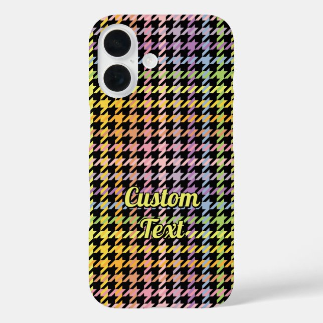 Funda iPhone 16 Patrón Houndstap de arco iris (Reverso )