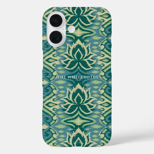 Funda iPhone 16 Patrón Ikat de Lotus - El Lotus blanco (Reverso )