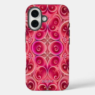 Funda iPhone 16 Patrón Kaleidoscopio De Swirl Rosa