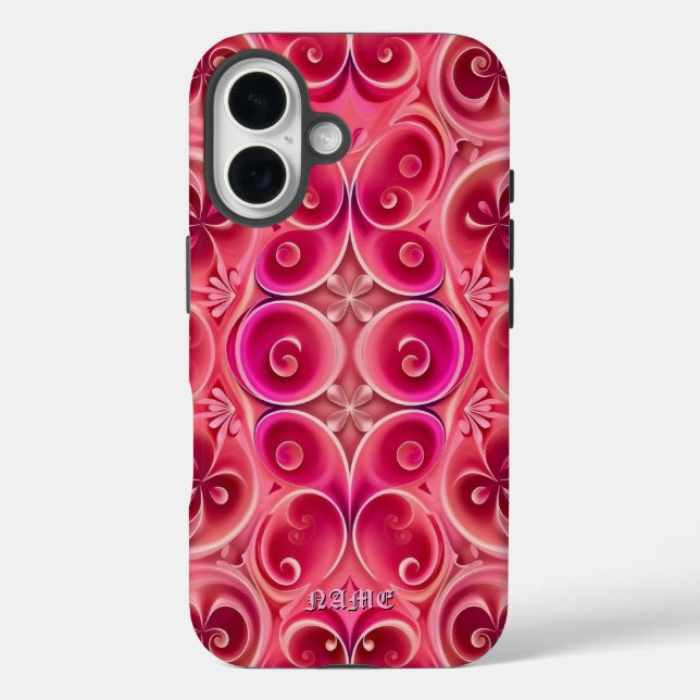 Funda iPhone 16 Patrón Kaleidoscopio De Swirl Rosa (Reverso )