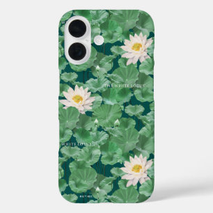 Funda iPhone 16 Patrón Lotus Lagoon - El Lotus blanco