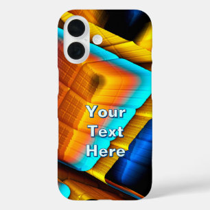 Funda iPhone 16 Patrón metálico azul dorado 33