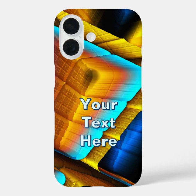 Funda iPhone 16 Patrón metálico azul dorado 33 (Reverso )