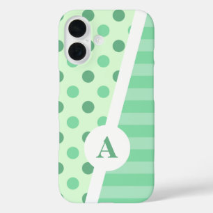 Funda iPhone 16 Patrón Minty Fresco de Punto y Trazo de Polka