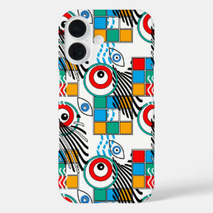 Funda iPhone 16 Patrón moderno abstracto creativo multicolor