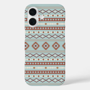 Funda iPhone 16 Patrón Motif Mezclado Azteca Rusts Crema Azul