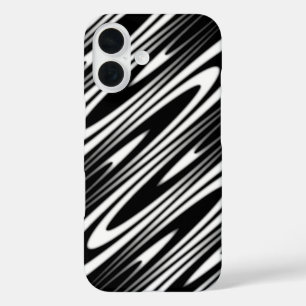 Funda iPhone 16 patrón orgánico ondulado blanco y negro sin costur