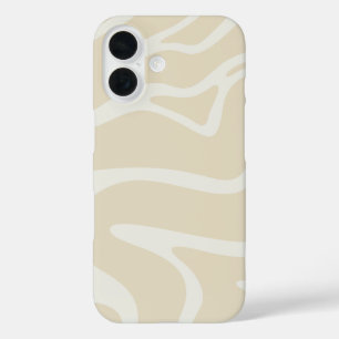 Funda iPhone 16 Patrón Orgánico Simple Crema Beige