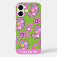 Patrón Paisley floral Verde rosa personalizado