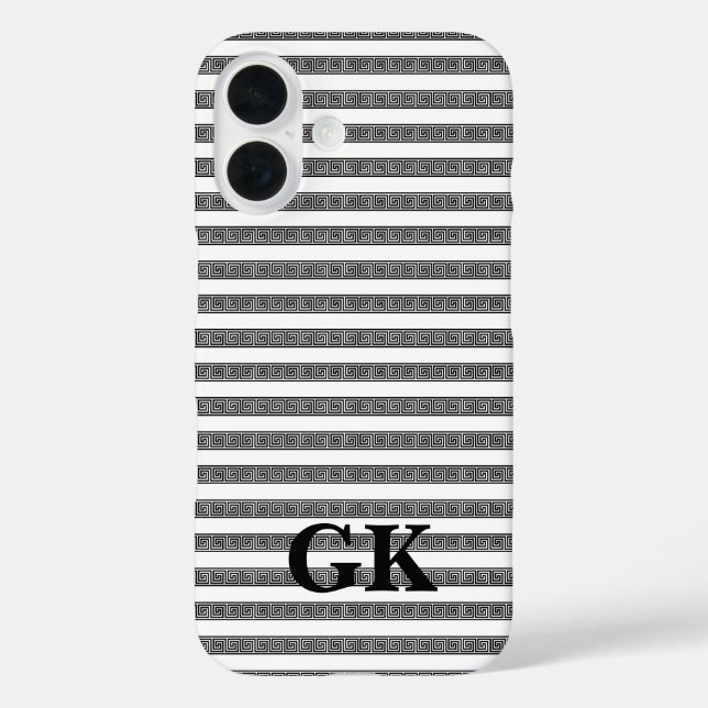 Funda iPhone 16 patrón personalizado de meandro de llave griega (Reverso )
