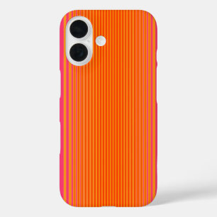 Funda iPhone 16 Patrón rayado rosa y Naranja
