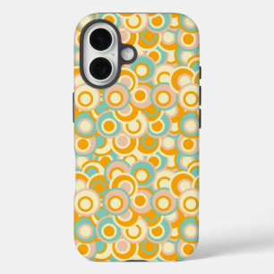 Funda iPhone 16 Patrón retro colorido en tonos pastel de naranja