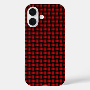 Funda iPhone 16 Patrón rojo de tejido negro