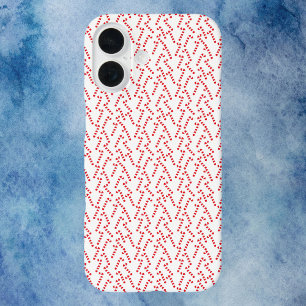 Funda iPhone 16 Patrón rojo y blanco de caña de vaina