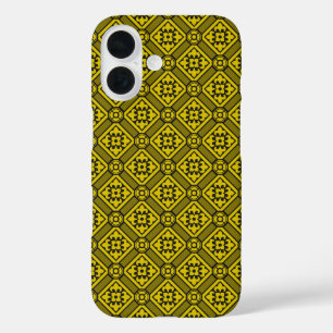 Funda iPhone 16 Patrón románico de los pimientos negros amarillos