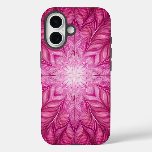 Funda iPhone 16 Patrón rosa de batik (Reverso )