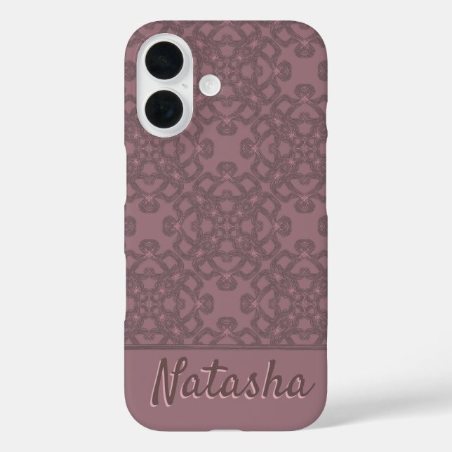Funda iPhone 16 Patrón Rosa de polvo personalizado (Reverso )