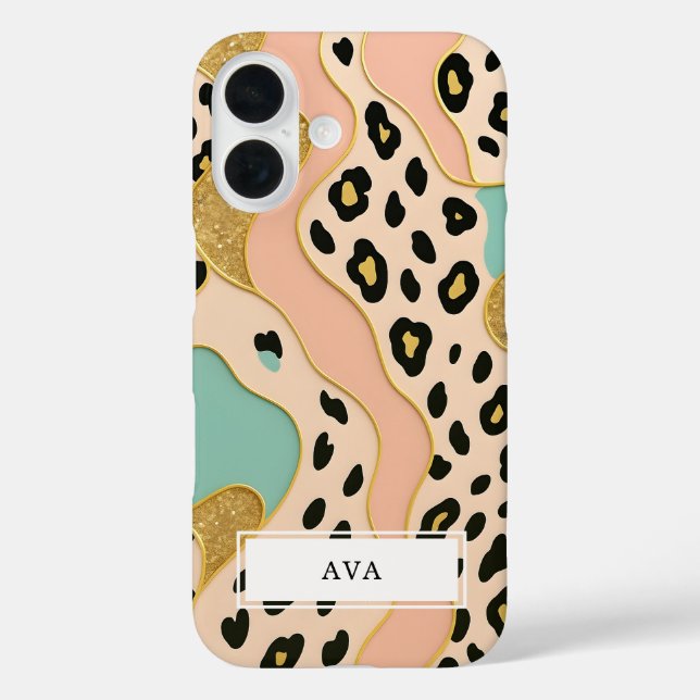 Funda iPhone 16 Patrón Rosa Rubor Leopardo (Reverso )