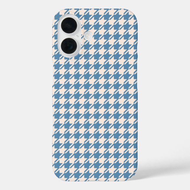 Funda iPhone 16 Patrón Rpt Azul/Crema de Houndstoth (Reverso )