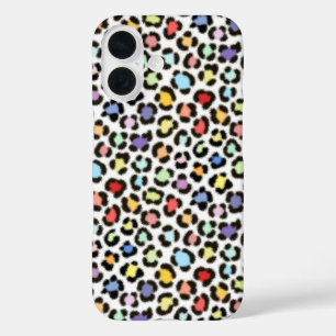 Funda iPhone 16 Patrón Rpt de efecto de leopardo multicolor a moda