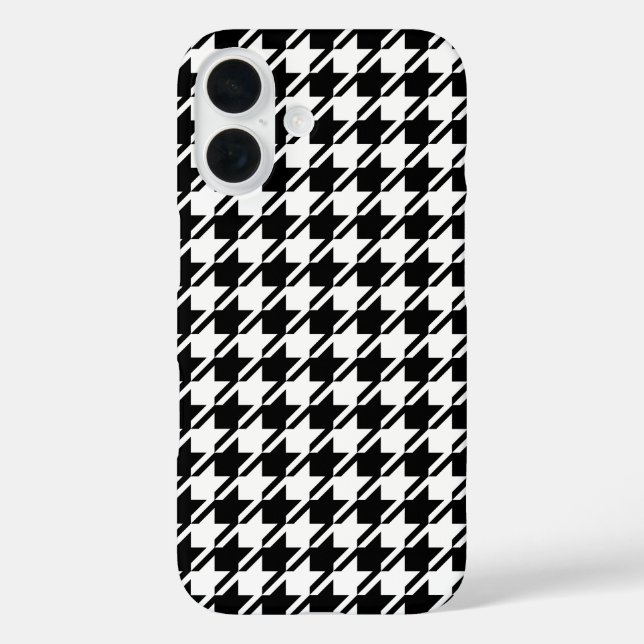 Funda iPhone 16 Patrón Rpt de Houndstoth BW (Reverso )