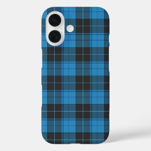 Funda iPhone 16 Patrón simple de tartán en azul oscuro