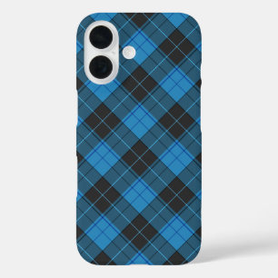 Funda iPhone 16 Patrón simple de tartán en azul oscuro