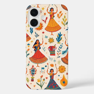 Funda iPhone 16 Patrón sin foco en las noches de Dandiya - Festiva