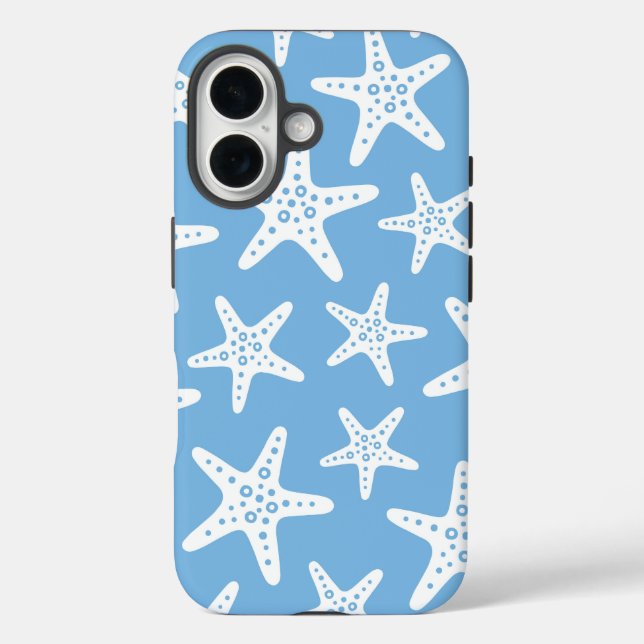 Funda iPhone 16 Patrón Starfish Azul (Reverso )