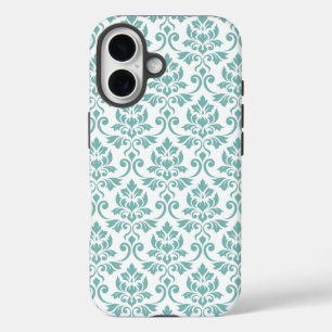 Funda iPhone 16 Patrón Verde azulado de Feuille Damask