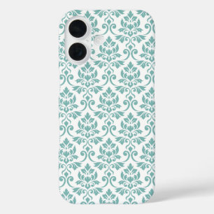 Funda iPhone 16 Patrón Verde azulado de Feuille Damask