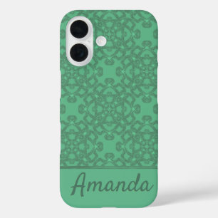 Funda iPhone 16 Patrón verde de menta personalizado