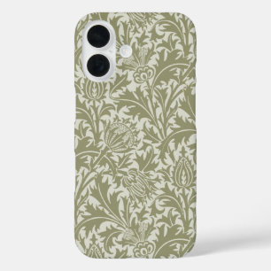 Funda iPhone 16 Patrón verde William Morris Thistle Sage
