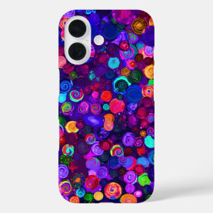 Funda iPhone 16 Patrones de cosmos en espiral de color