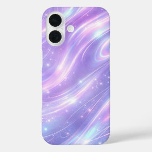 Funda iPhone 16 Patrones de neón púrpura eléctrico arte de IA
