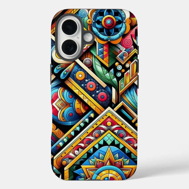 Funda iPhone 16 Patrones Geométricos Vivid (Reverso )