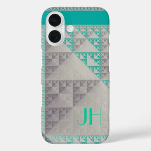 Funda iPhone 16 Patrones geométricos y monograma Personalizado